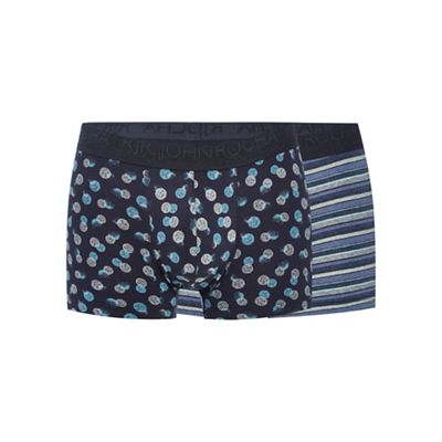 Big and tall pack of two navy patterned hipster trunks